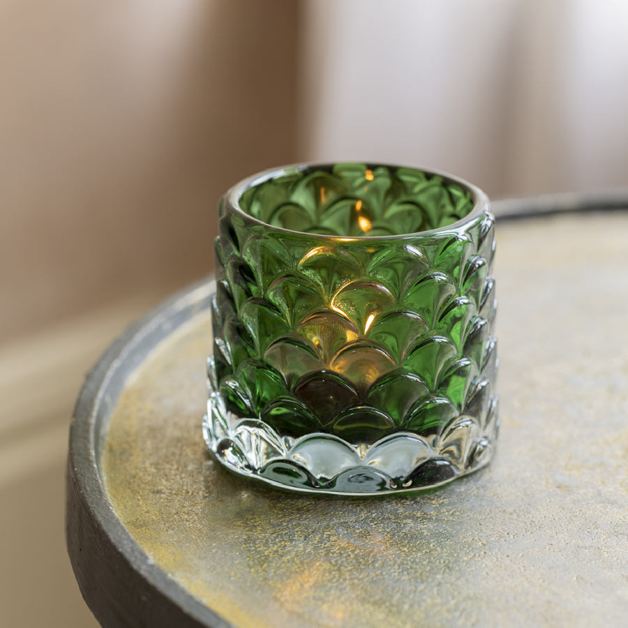 Green Vintage Style Cut Glass Tea Light Holders - Set Of 3 - Thedanes.co.uk - Creative & Sustainable Living The Scandinavian Way