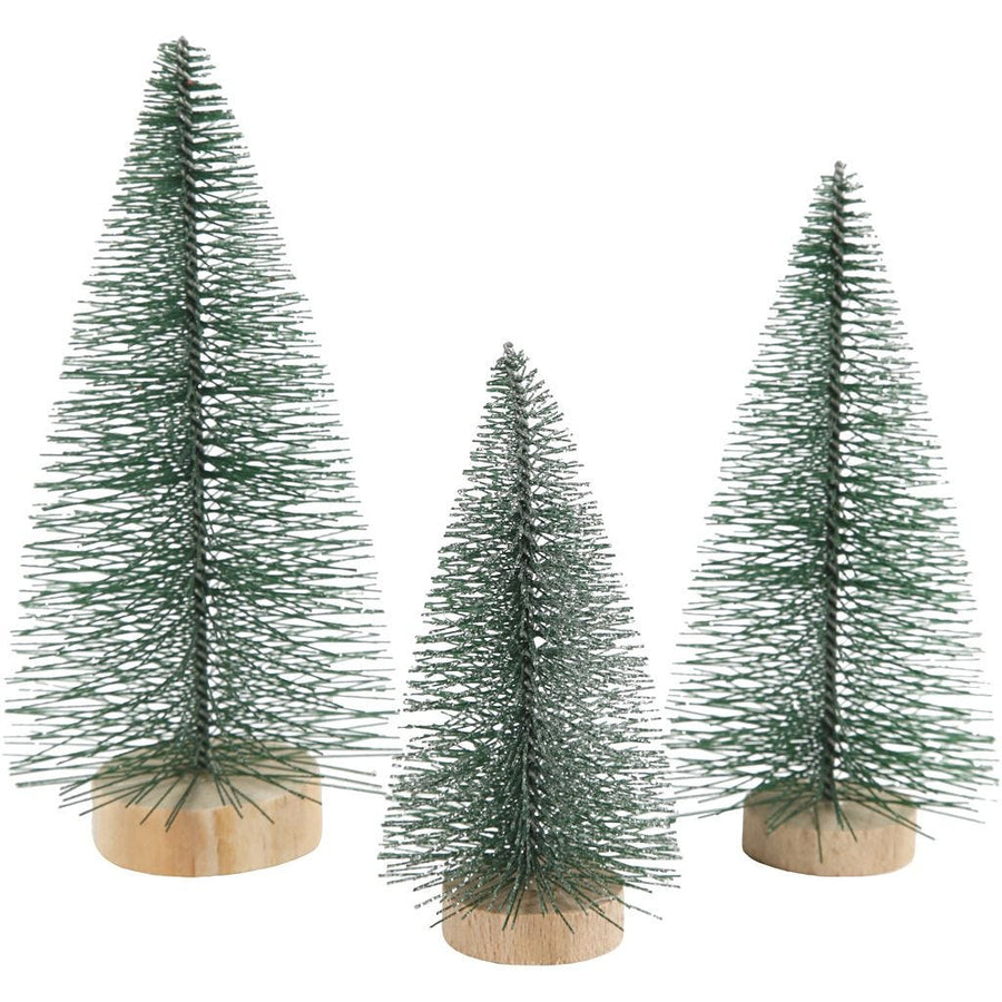 Decorative Green Glitter Bottle Brush Christmas Trees - The Danes