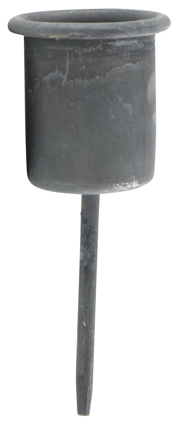 Zinc Candle Holder On Spike - The Danes