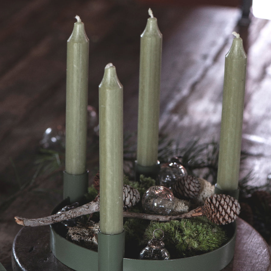 Dinner Candles x 8 - Moss Green - The Danes