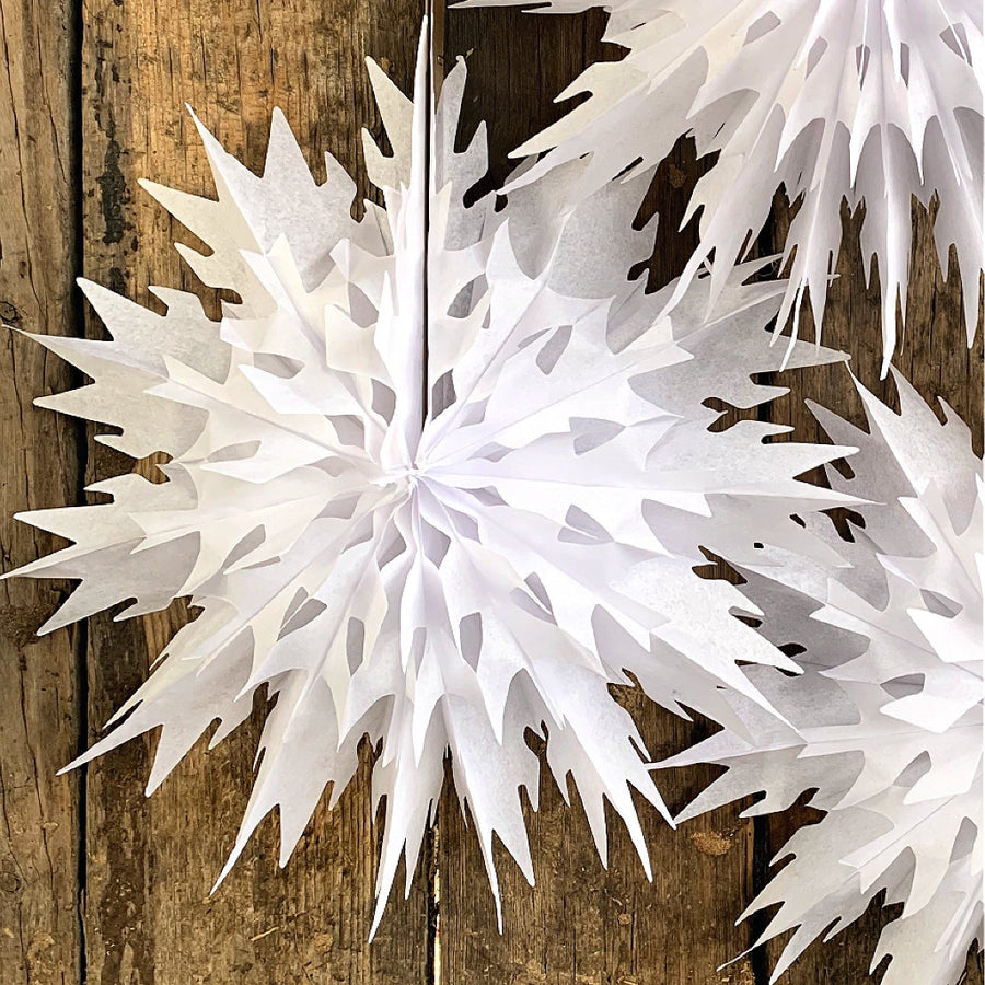 Double Honeycomb Paper Snowflakes - White in 2 Sizes - The Danes