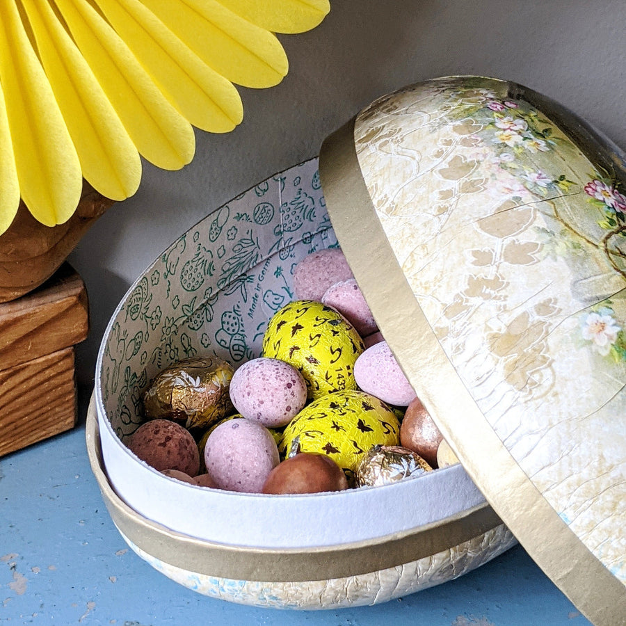 Easter Egg Paper Mache Container - Vintage Pastels - The Danes
