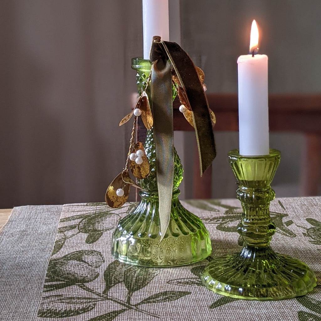 Moss Green Recycled Glass Dinner Candlestick - 2 Sizes - Thedanes.co.uk - Creative & Sustainable Living The Scandinavian Way