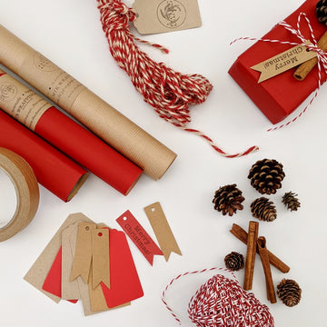 Gift Wrap Set - Red & Kraft - 100% Recyclable - The Danes