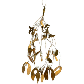 Gold & Bead Hanging Mistletoe Decoration - Large - The Danes