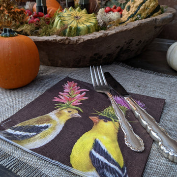 Goldfinch Couple Paper Napkins By Vicki Sawyer - The Danes