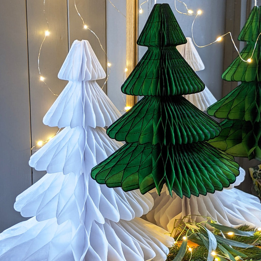 Green Honeycomb Paper Christmas Trees - 2 Sizes - The Danes