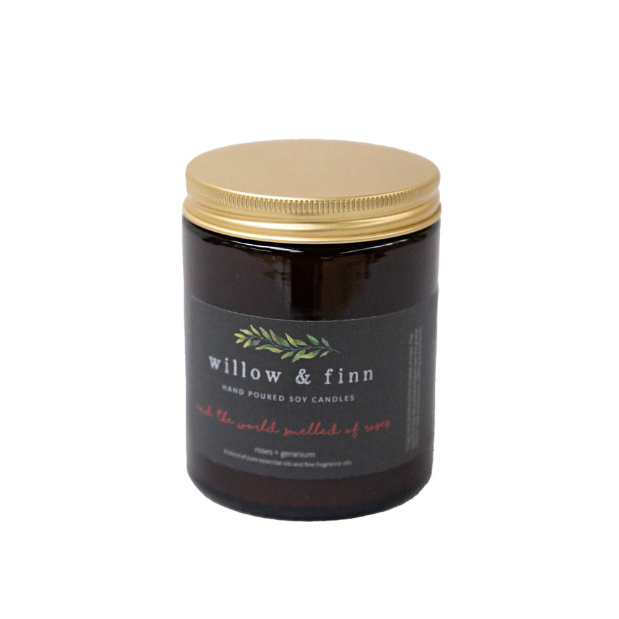 Handmade Soy Candle - Roses & Geranium - Willow & Finn - The Danes