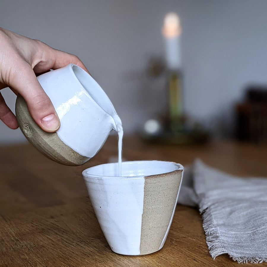 Handmade Stoneware Milk Jug - White Glaze - The Danes
