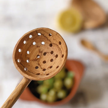 Handmade Wood Slotted Olive Spoon, Fair Trade - The Danes