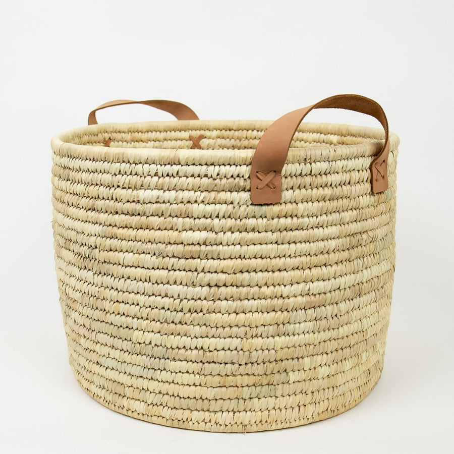 Handwoven Storage Basket With Leather Handles | Fair Trade - The Danes