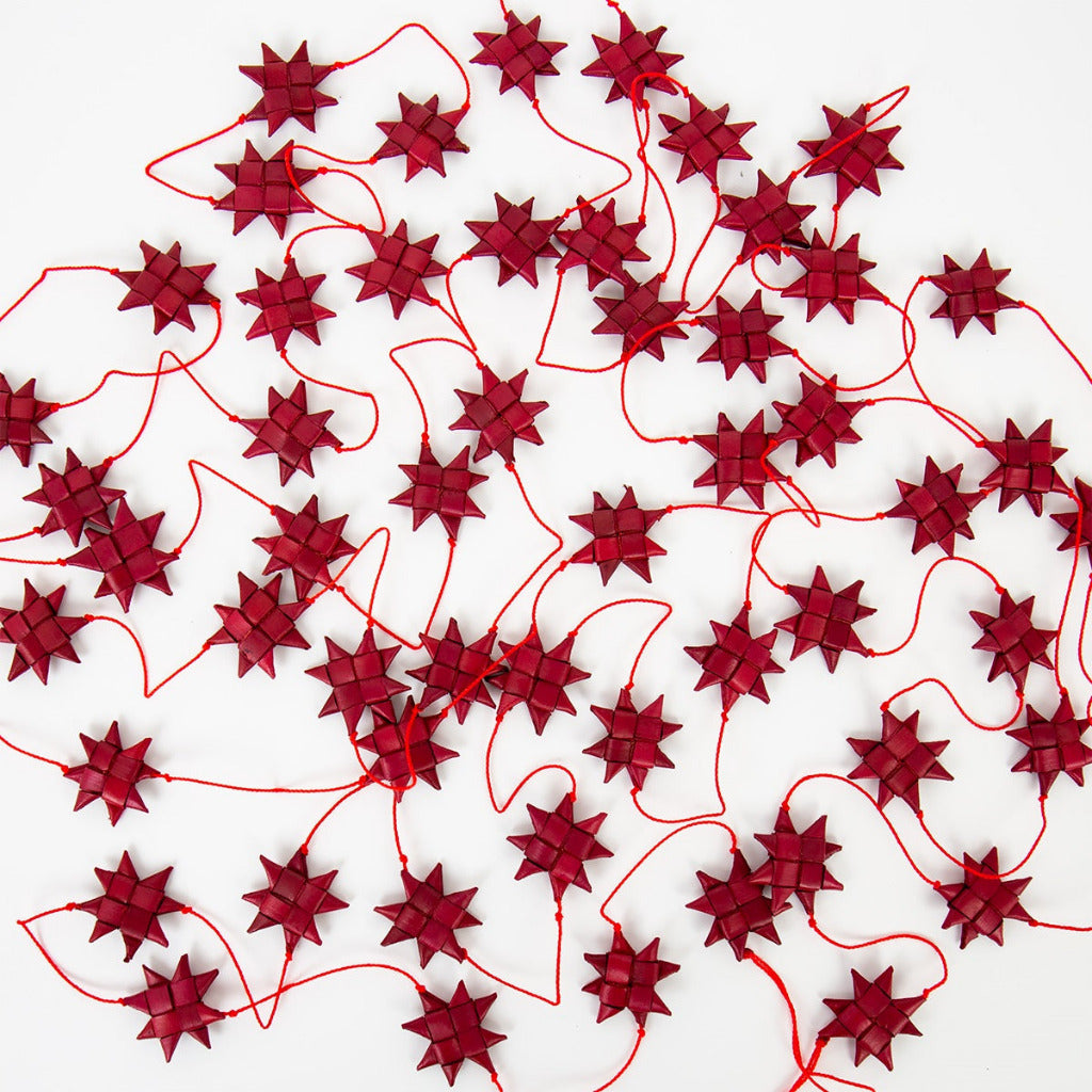 Red Handwoven Natural Star Garland - Fair Trade | 4.5Mtr - Thedanes.co.uk - Creative & Sustainable Living The Scandinavian Way