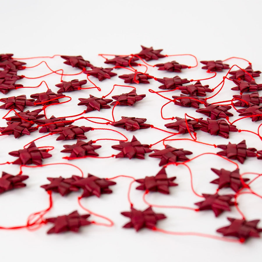 Handwoven Natural Star Garland - Fair Trade - Red - The Danes