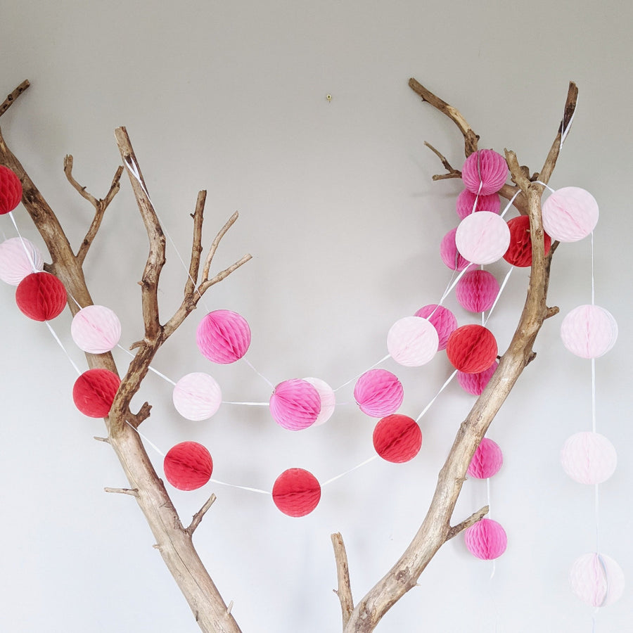 Honeycomb Paper Ball Garland - Assorted Colours - The Danes
