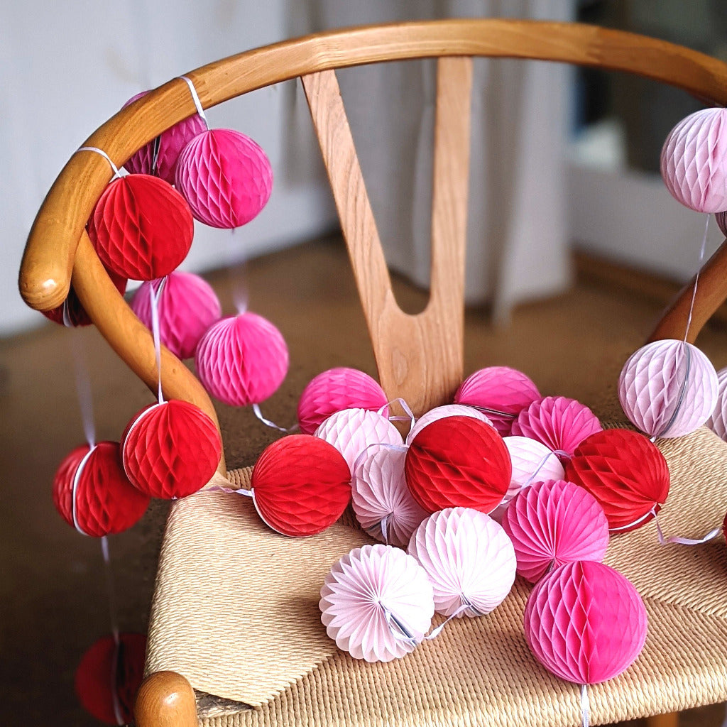 Honeycomb Paper Ball Garland - Assorted Colours - Thedanes.co.uk - Creative & Sustainable Living The Scandinavian Way