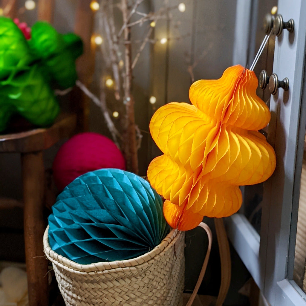 Honeycomb Paper Bauble, Large - JEWEL COLOURS