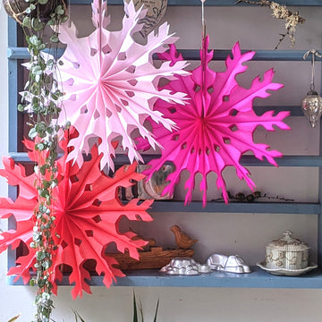 Honeycomb Tissue Paper Fans - Red & Pink - The Danes