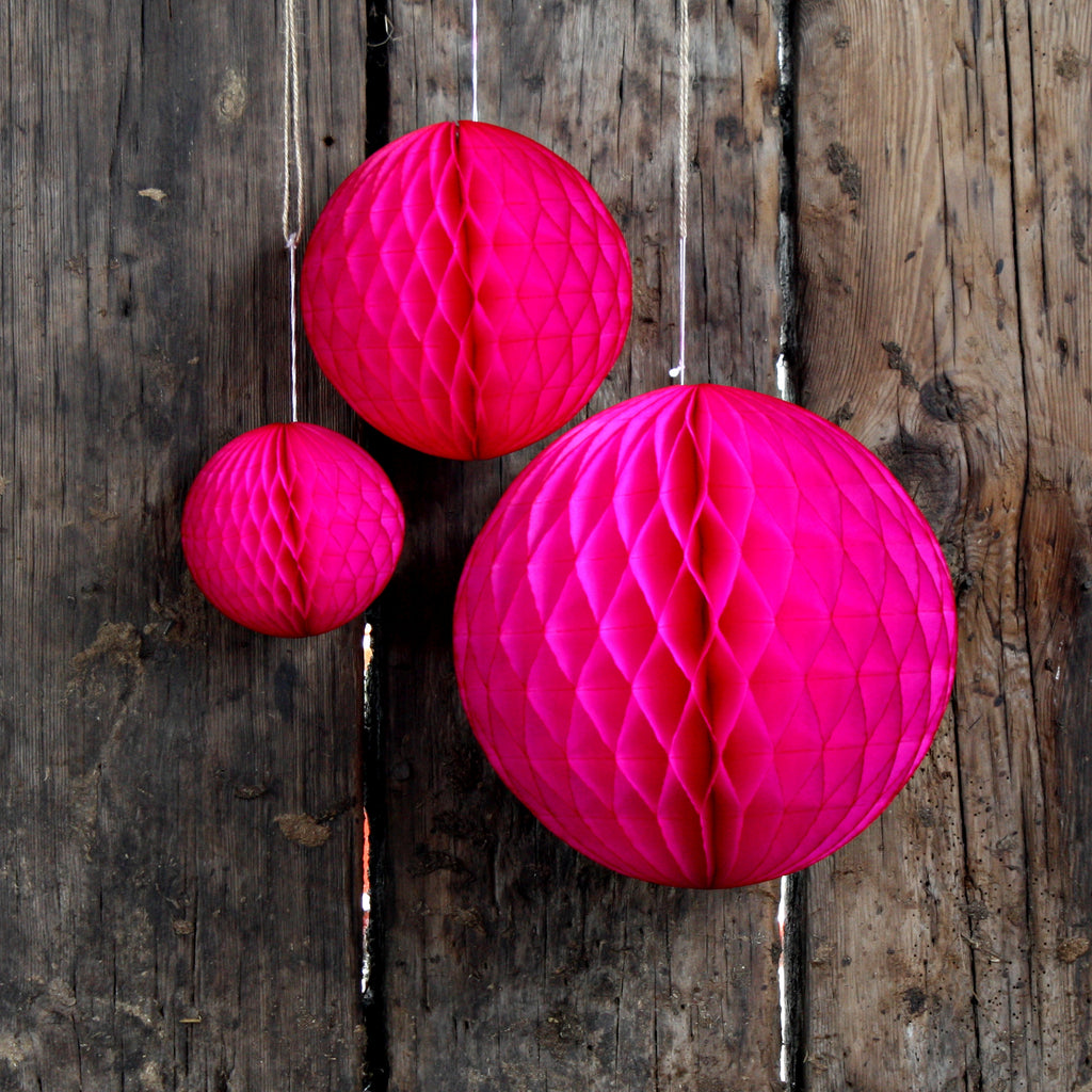 Hot Pink Honeycomb Paper Ball - Thedanes.co.uk - Creative & Sustainable Living The Scandinavian Way