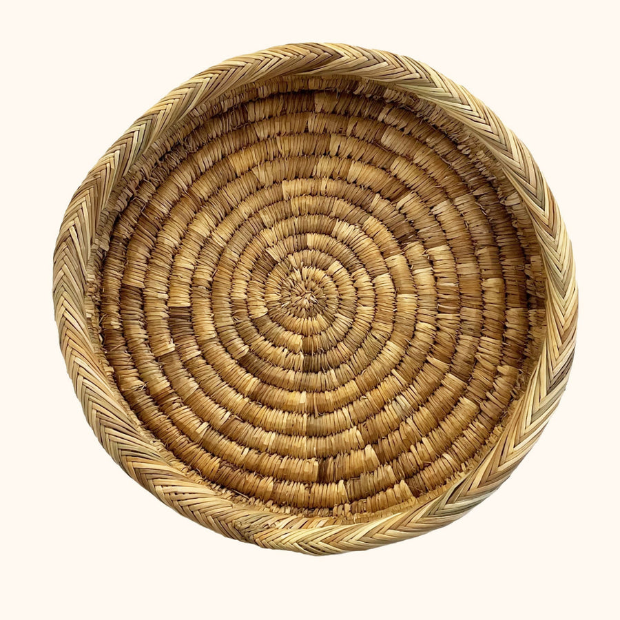 Large Natural Round Woven Tray, 40cm