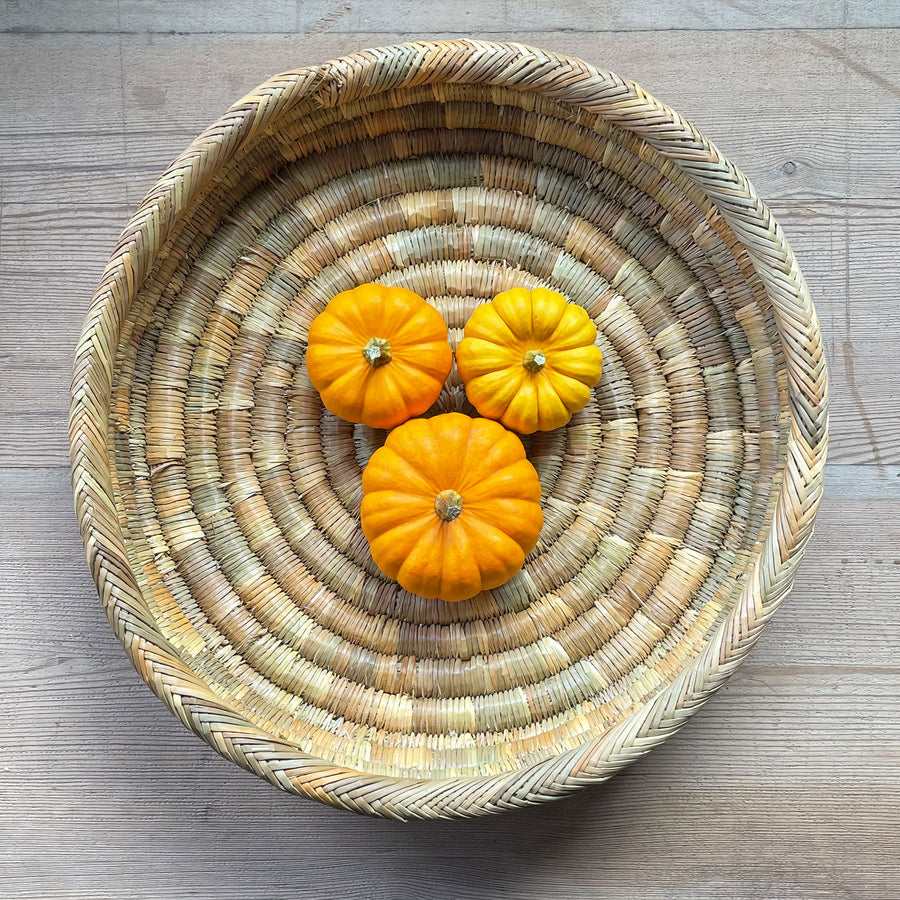 Large Natural Round Woven Tray, 40cm