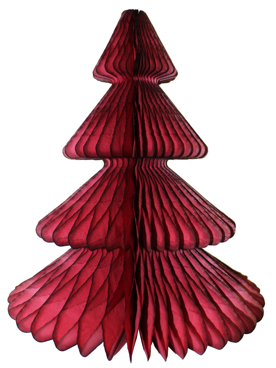 Maroon Honeycomb Paper Christmas Trees - 2 Sizes - The Danes