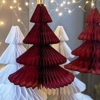 Maroon Honeycomb Paper Christmas Trees - 2 Sizes - Thedanes.co.uk - Creative & Sustainable Living The Scandinavian Way