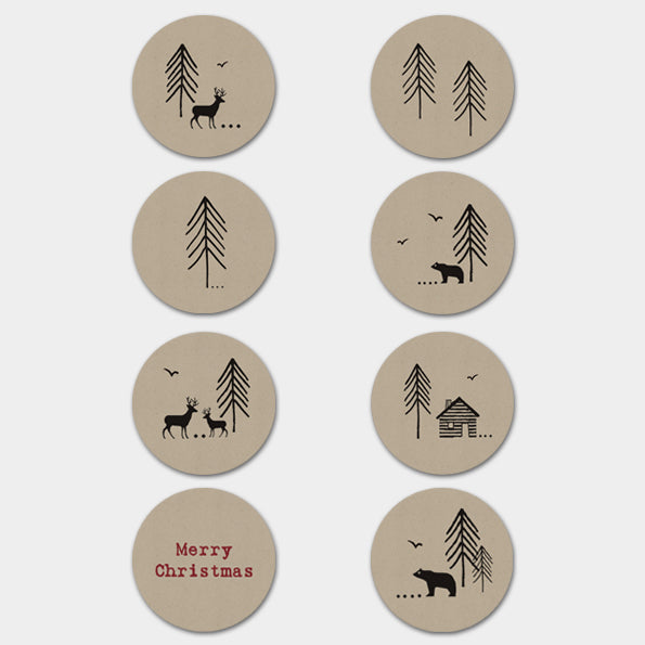 Merry Christmas Nordic Woodland Stickers - The Danes