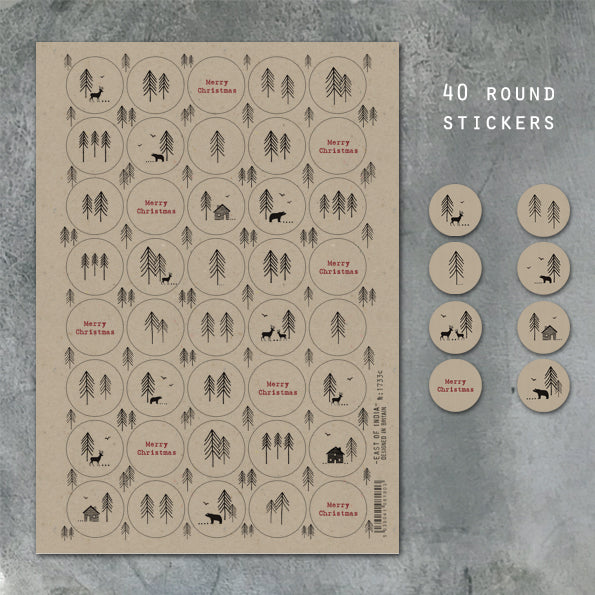 Merry Christmas Nordic Woodland Stickers - The Danes
