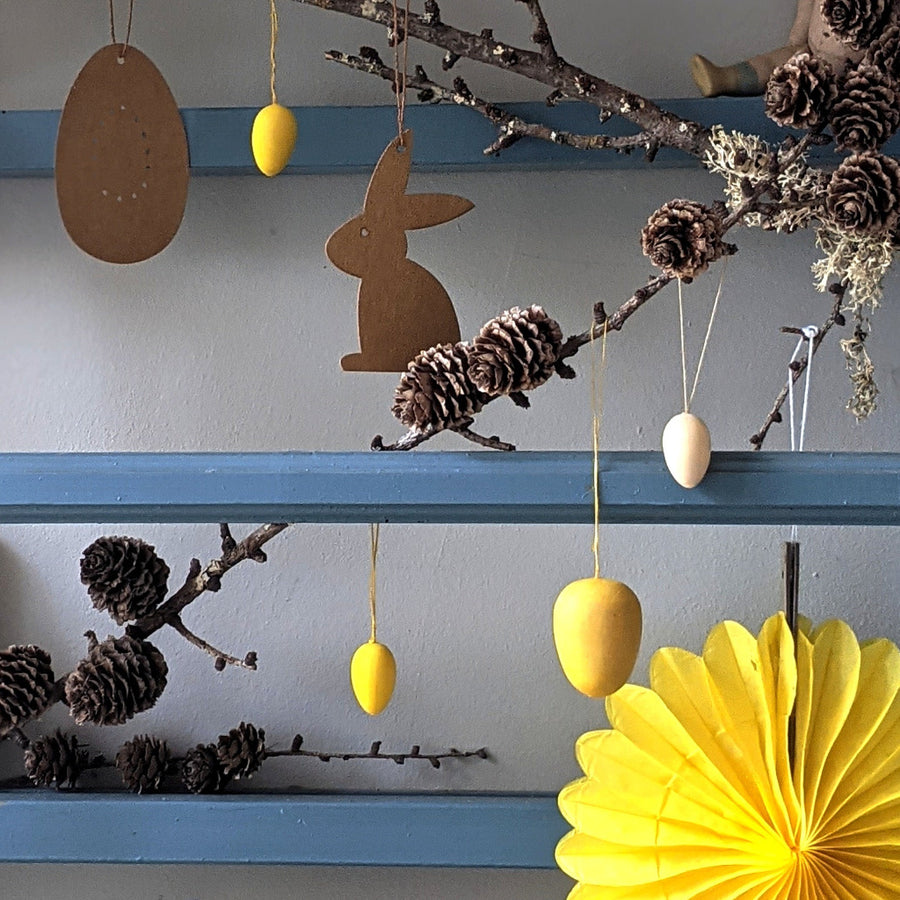 Natural Wooden Hanging Easter Egg Decorations - The Danes