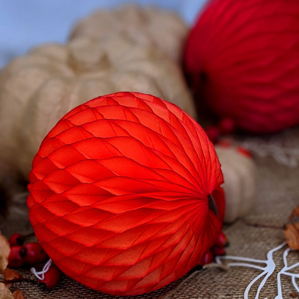 Orange Honeycomb Paper Ball - Thedanes.co.uk - Creative & Sustainable Living The Scandinavian Way