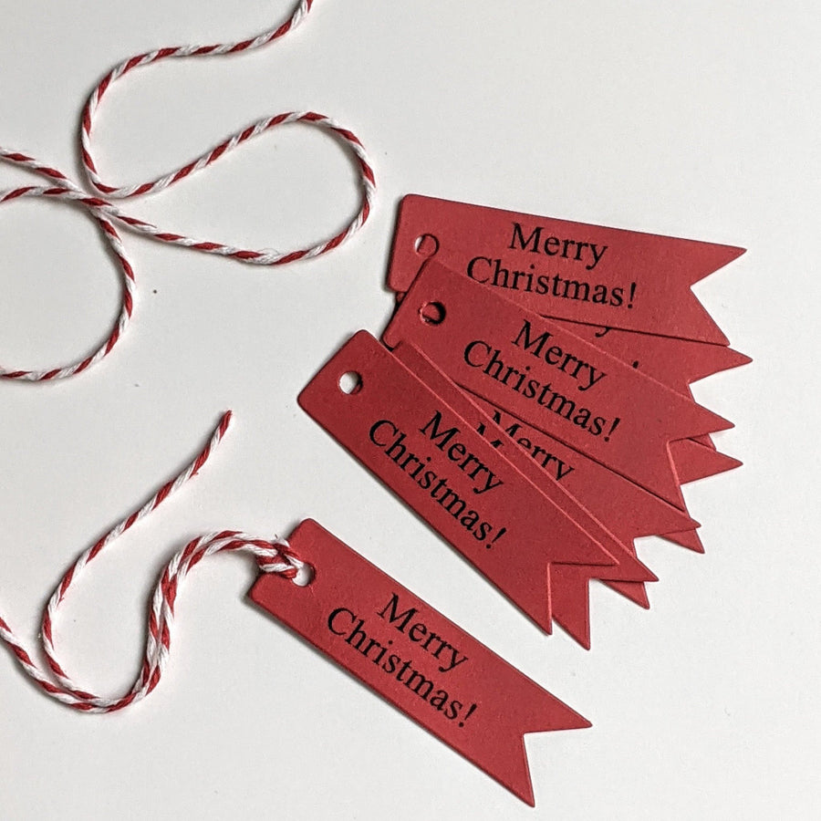 Merry Christmas Paper Gift Tags - Red Or Brown Kraft - The Danes