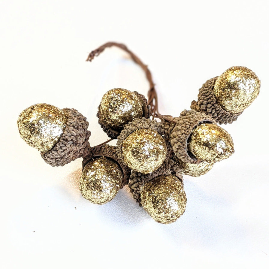 Decorative Gold Glitter Acorn Picks - The Danes