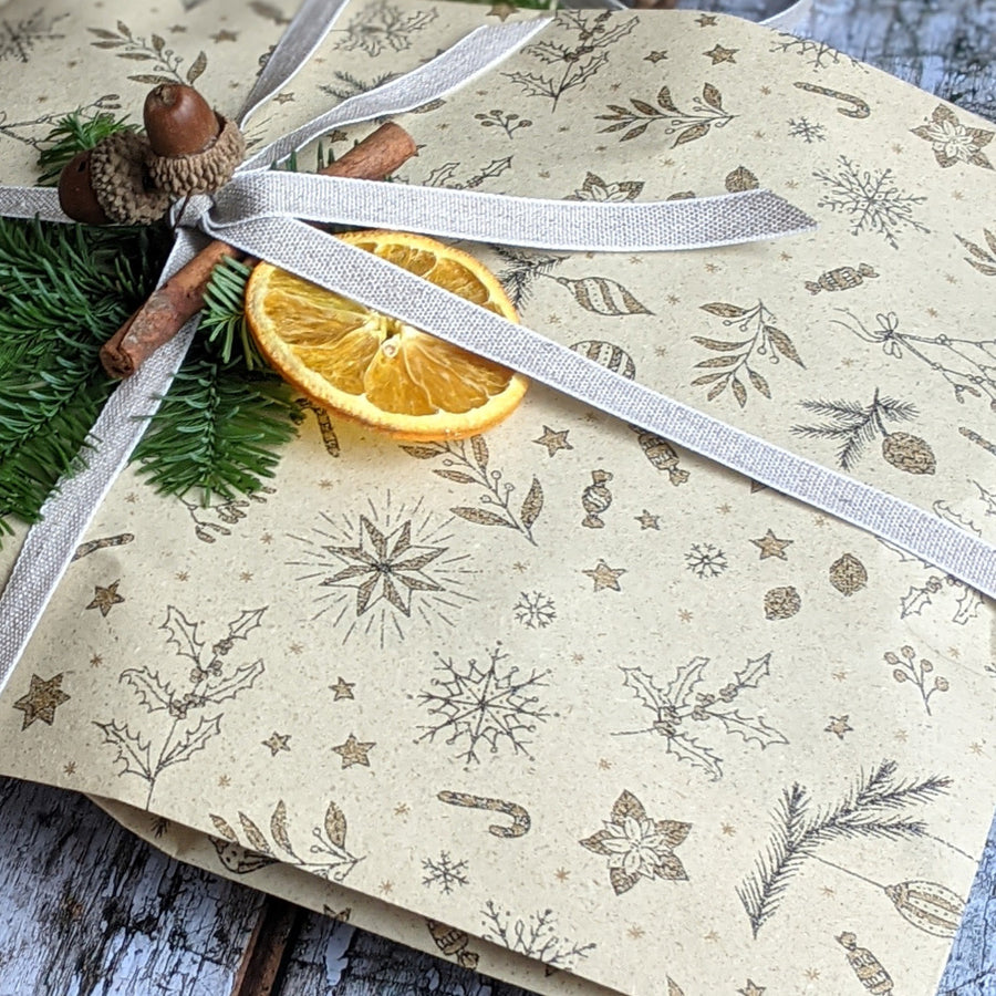 Christmas Grass Fibre Kraft Paper Gift Bags - 100% Eco (Pack of 3) - The Danes