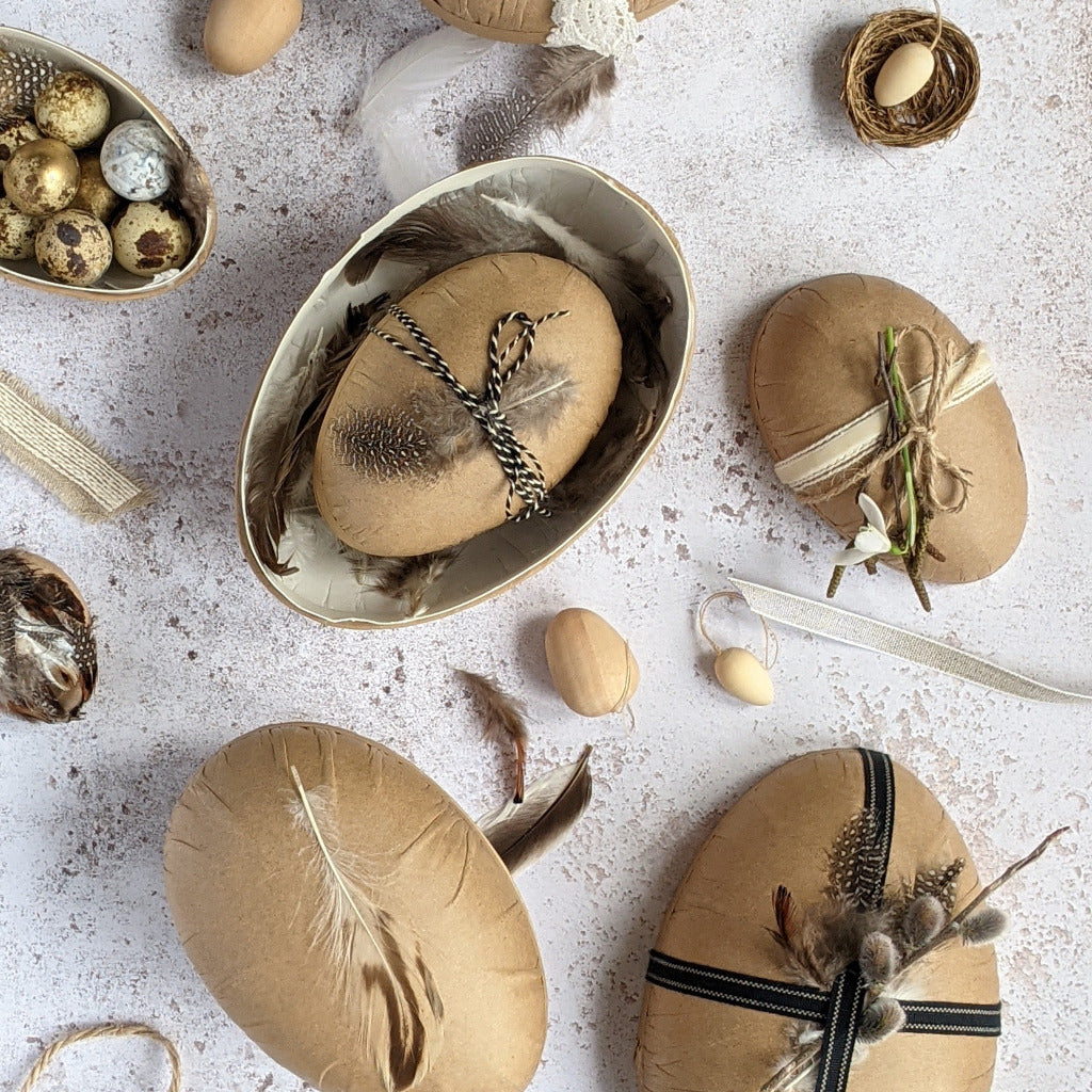 Easter Kraft Eggs Craft Kit With Ribbon & Feathers - Thedanes.co.uk - Creative & Sustainable Living The Scandinavian Way