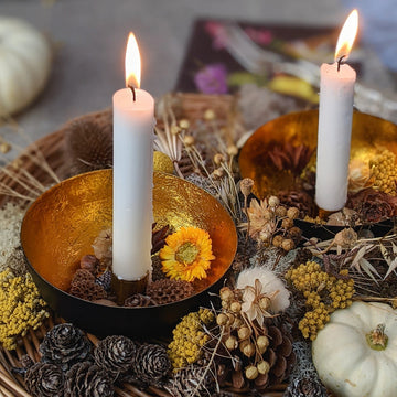 Black & Bronze Metal Candle Holder Bowl - Thedanes.co.uk - Creative & Sustainable Living The Scandinavian Way