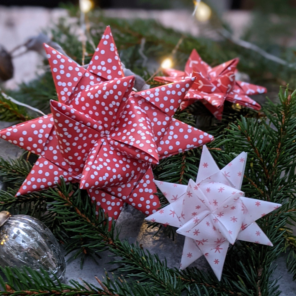 Scandi Paper Star Craft Kit for 12 Stars | Red & White - Thedanes.co.uk - Creative & Sustainable Living The Scandinavian Way