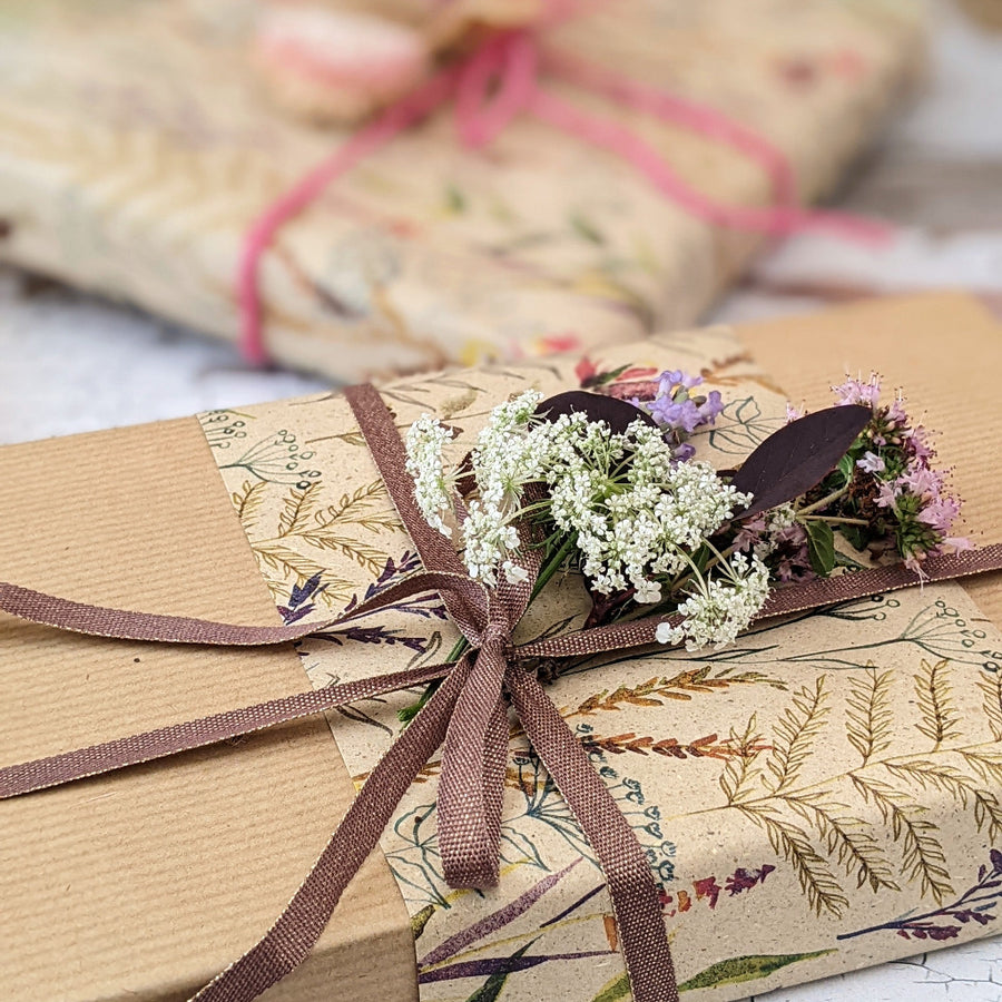 Eco Friendly Gift Wrapping Paper, Grass Fibres & Meadow Flowers, 2.5M - The Danes