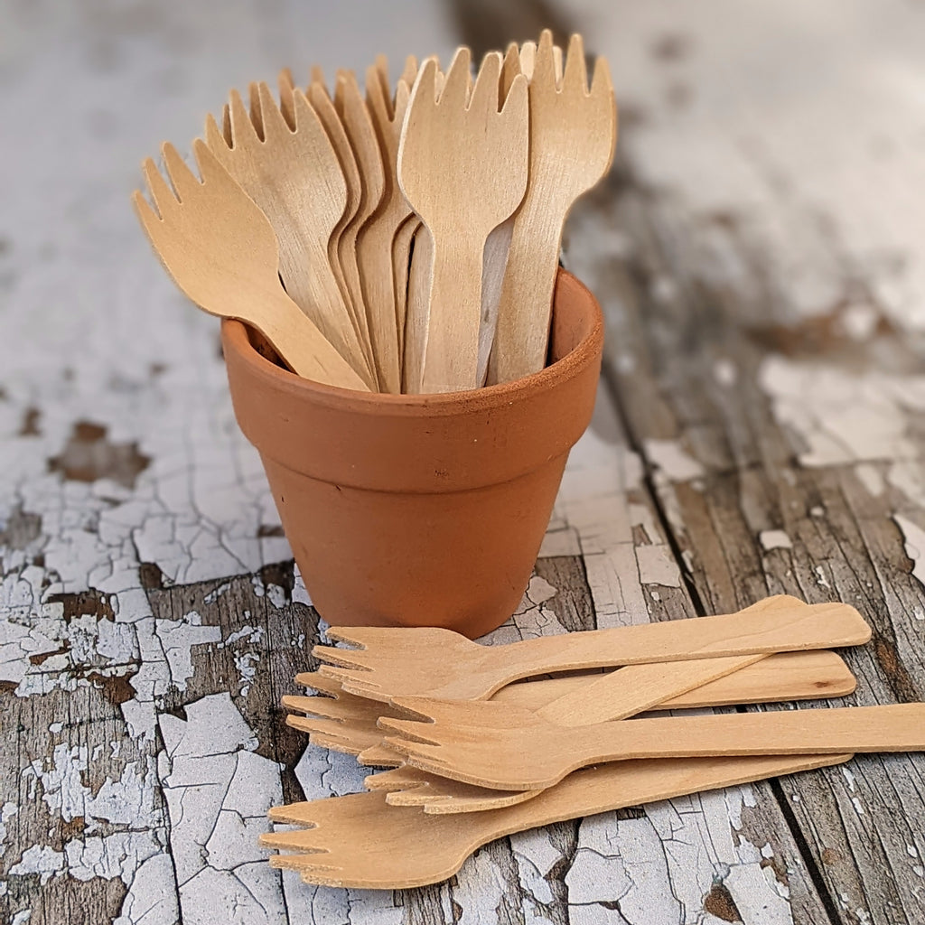 Small Wooden Party & Buffet Forks