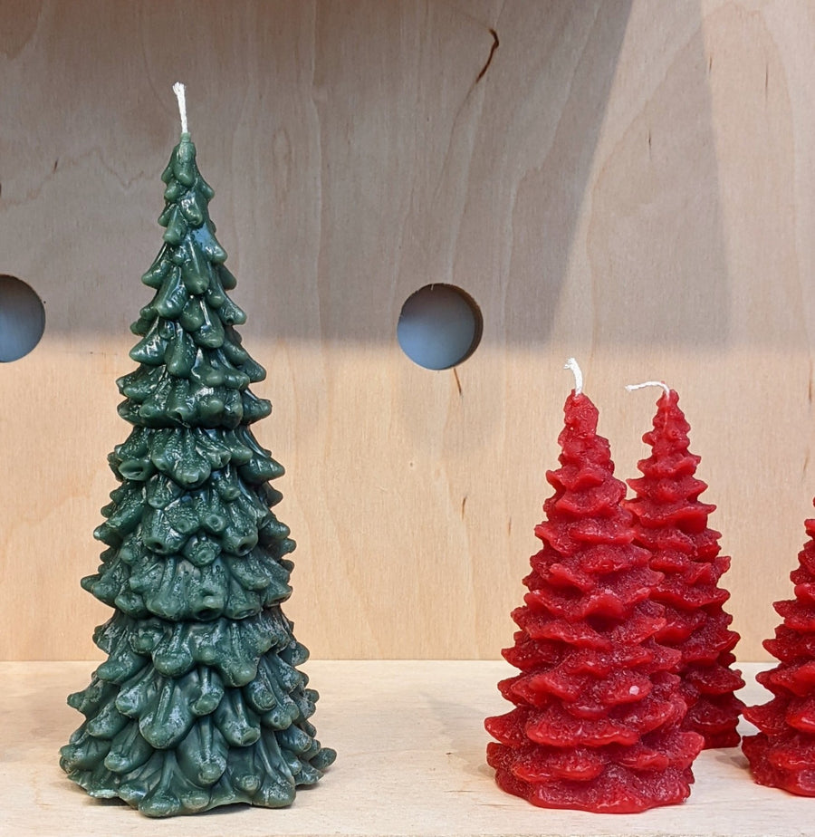 Recycled Wax Candle - Red Christmas Tree - The Danes