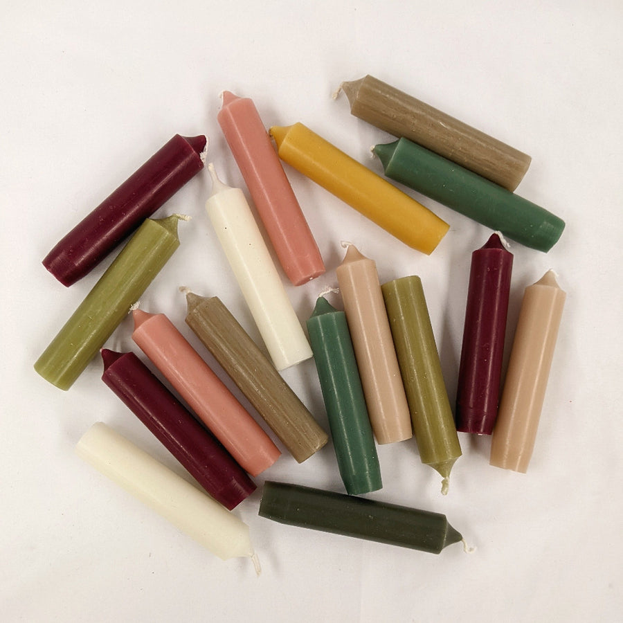 Short Dinner Candles - Set of 18 Mixed Colours - The Danes