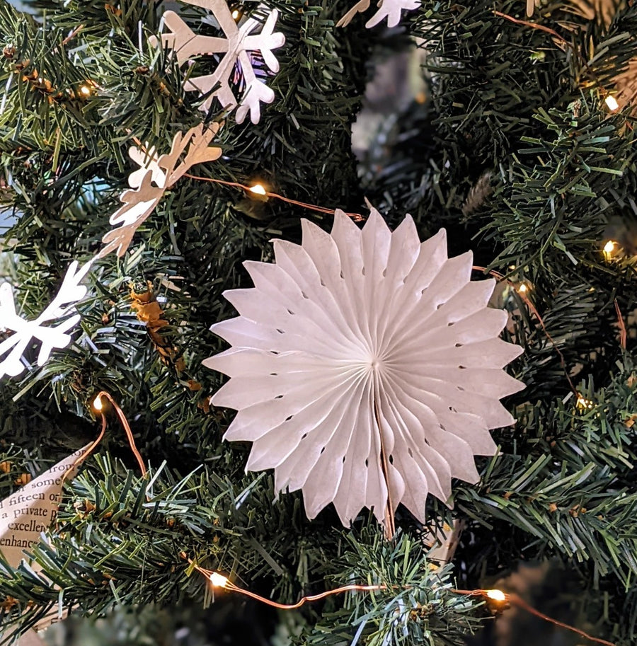 White Mini Snowflake Christmas Decoration 12cm, Pack of 5 - Thedanes.co.uk - Creative & Sustainable Living The Scandinavian Way