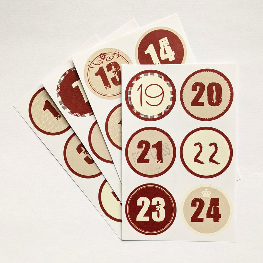 1-24 Christmas Advent Calendar Stickers - 3 Varieties - Thedanes.co.uk - Creative & Sustainable Living The Scandinavian Way