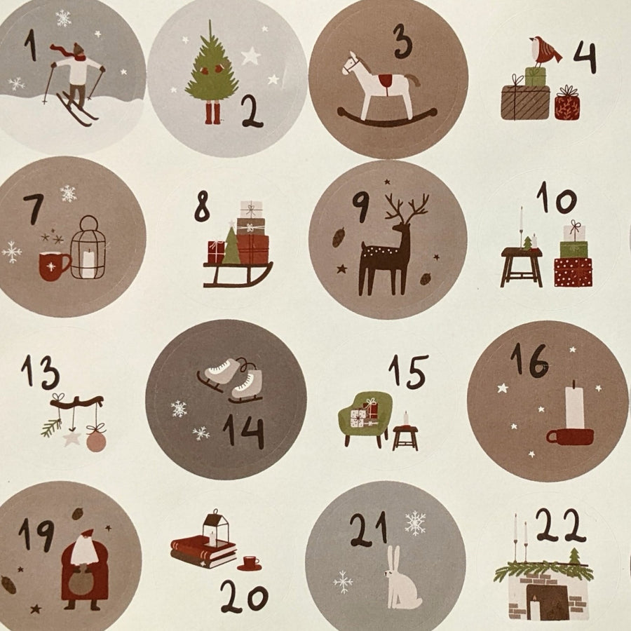 1-24 Christmas Advent Calendar Stickers 
