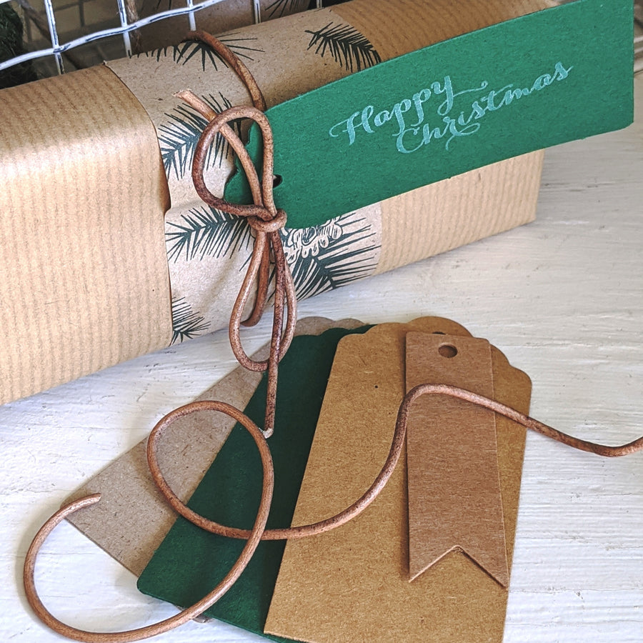Recycled Paper Gift Tags - 30 Green & Natural - The Danes