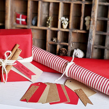 Recycled Paper Gift Tags - 30 Red & Natural - The Danes