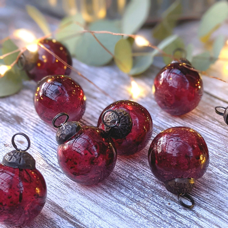 Red Glass Baubles Decorations - The Danes