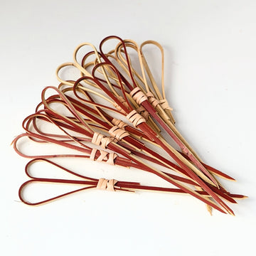 Red Heart Shaped Bamboo Cocktail Sticks - 100