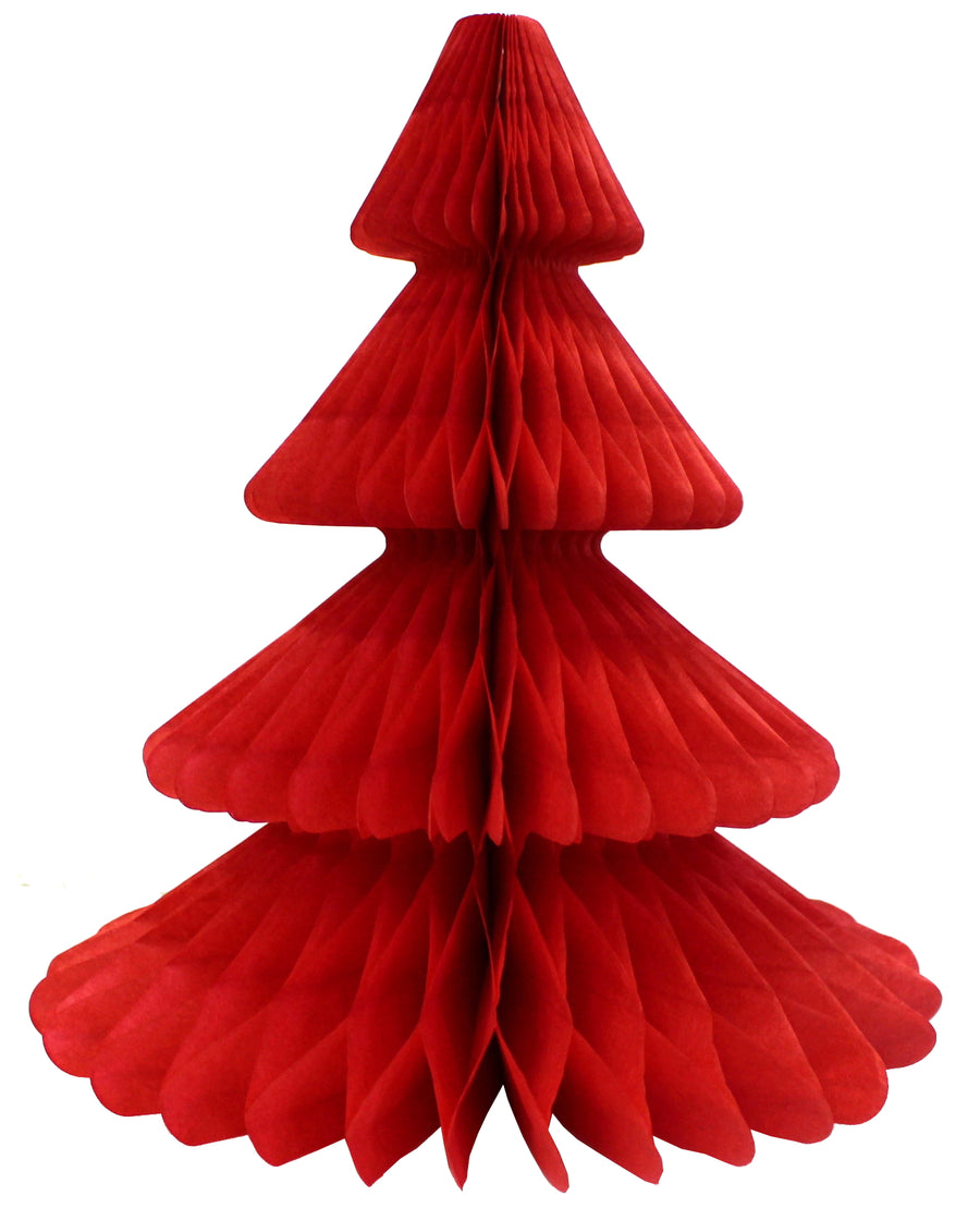 Red Honeycomb Paper Christmas Trees - 2 Sizes - The Danes
