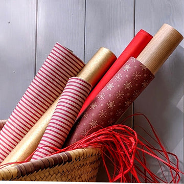 Red Striped Kraft Wrapping Paper - 3m, 100% Eco Friendly - The Danes