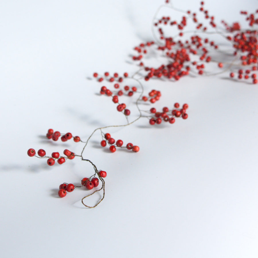 Red Wooden Bead Berry Garland, 185cm - The Danes